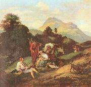 Adrian Ludwig Richter Italienische Landschaft mit ruhenden Wandersleuten painting